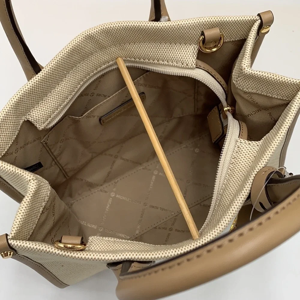 Michael Kors Mirella Small Shopper Top Zip Crossbody Bag Camel MK NWT